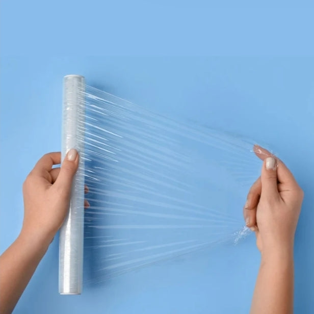 Stretch Film 8 Inch width, 500 Meters Length for Packing and multipurpose use.