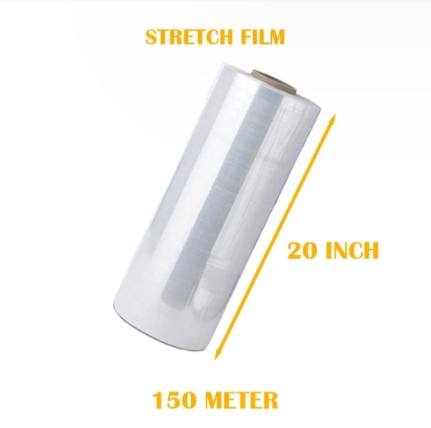 Stretch Film 20 Inch width, 150 Meters Length for Packing and multipurpose use.